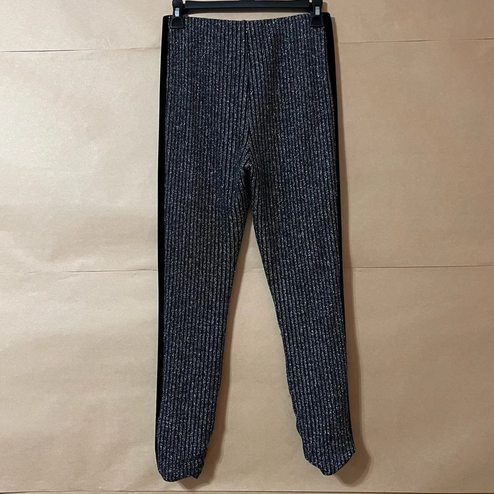 NBD | Tuxedo Legging in Silver Stripe Metallic High Rises Pull-On Pants Size M